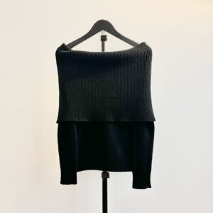 Vintage Ralph Lauren Black Label Wool Cashmere Off Shoulder Sweater Size M